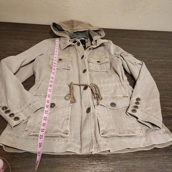 L’atelier Hooded Utility Jacket with Drawstring Waist NWOT Tan Med - Picture 2 of 15